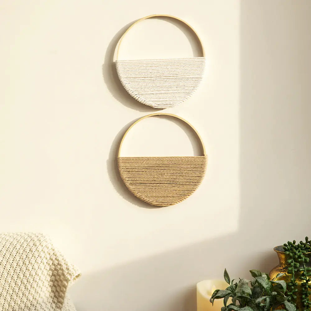 Estante de pared bohemio de doble círculo