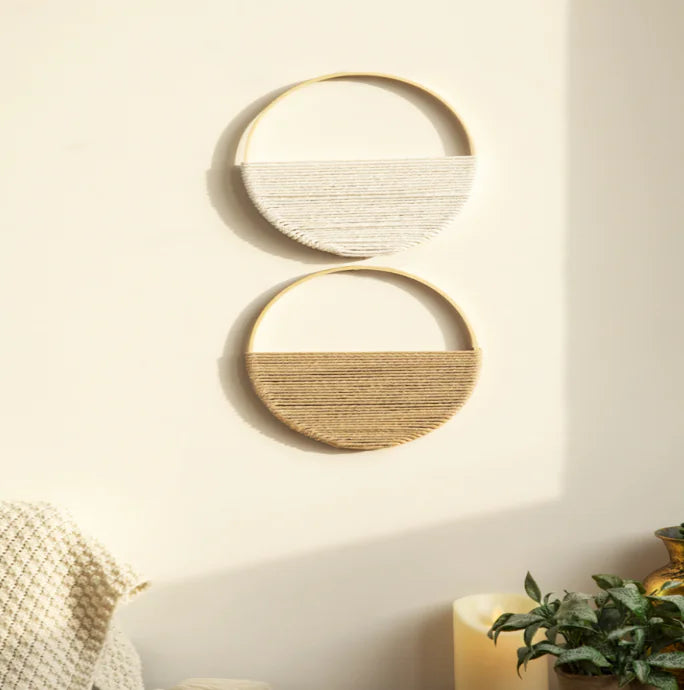 Estante de pared bohemio de doble círculo