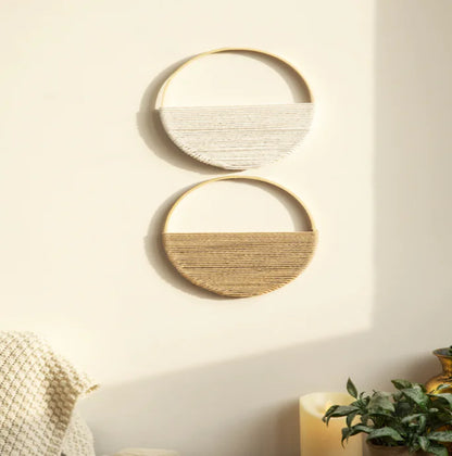Estante de pared bohemio de doble círculo